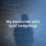 My encounter with local hedgehogs