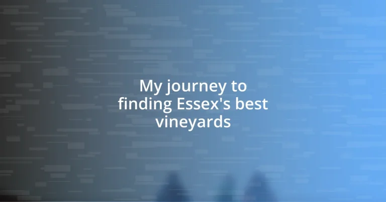 My journey to finding Essex’s best vineyards