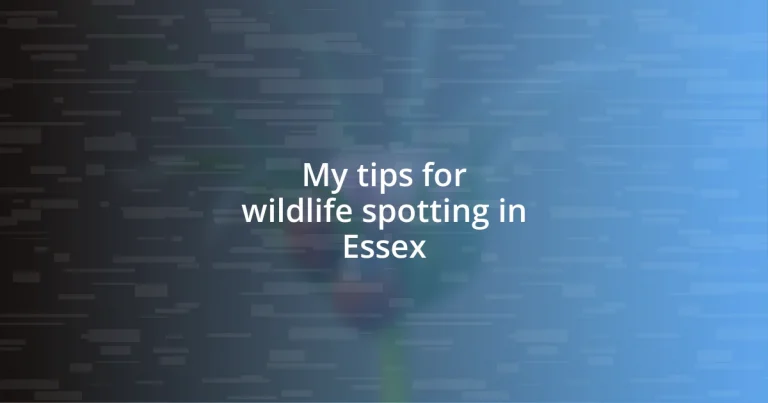 My tips for wildlife spotting in Essex