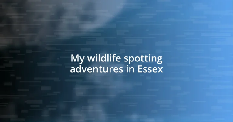 My wildlife spotting adventures in Essex