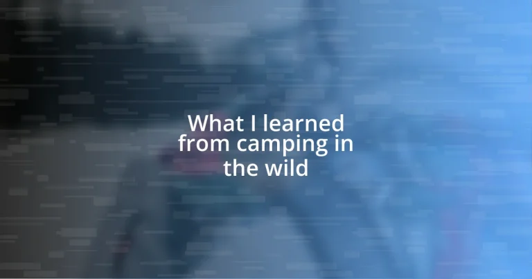 What I learned from camping in the wild