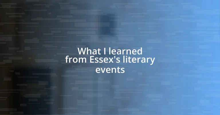 What I learned from Essex’s literary events