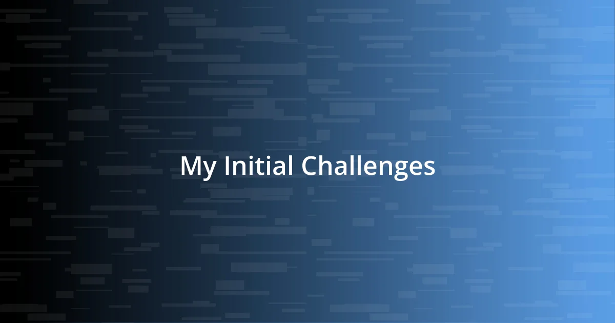 My Initial Challenges