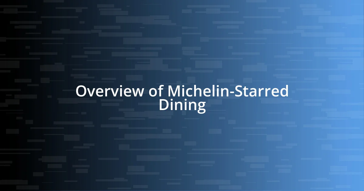 Overview of Michelin-Starred Dining