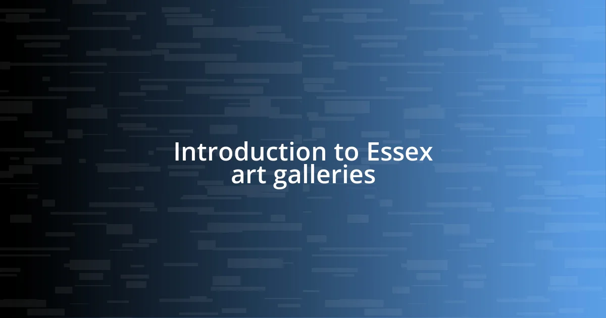 Introduction to Essex art galleries