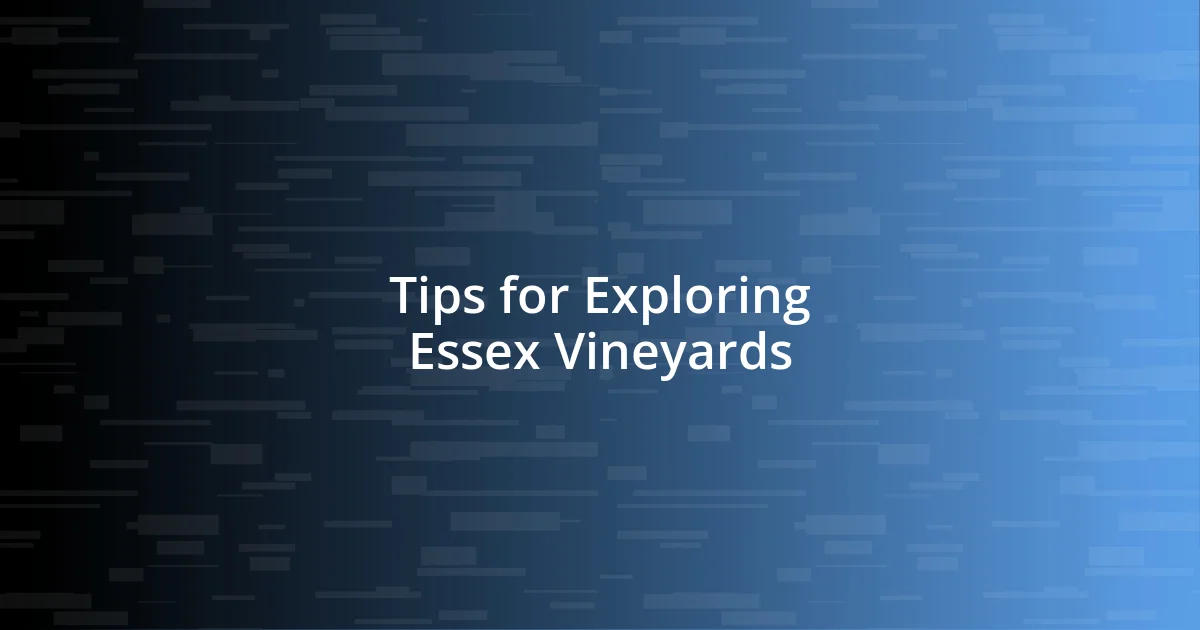 Tips for Exploring Essex Vineyards