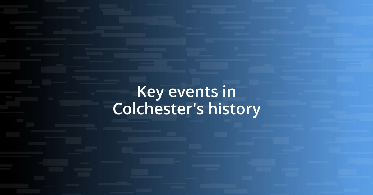 Key events in Colchester